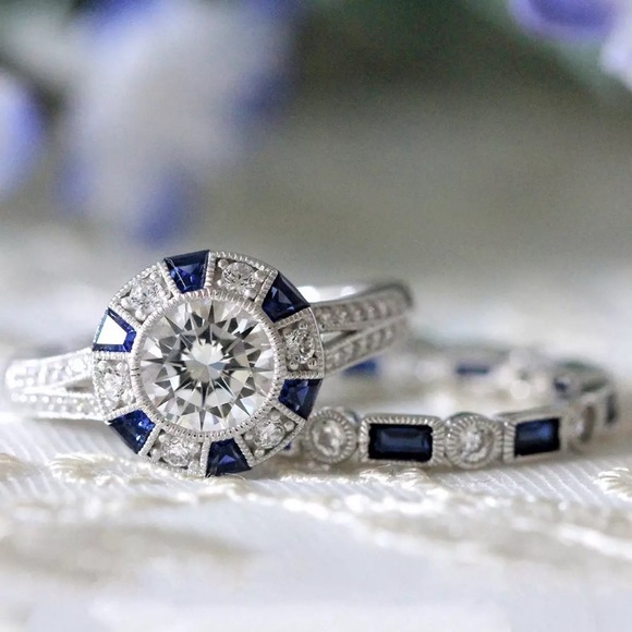 CZ and Costume Sapphire Ring Set - Picture 6 of 9